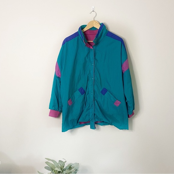 Vintage Women's 80s Style Windbreaker Full Zip Jacket - Picture 1 of 7